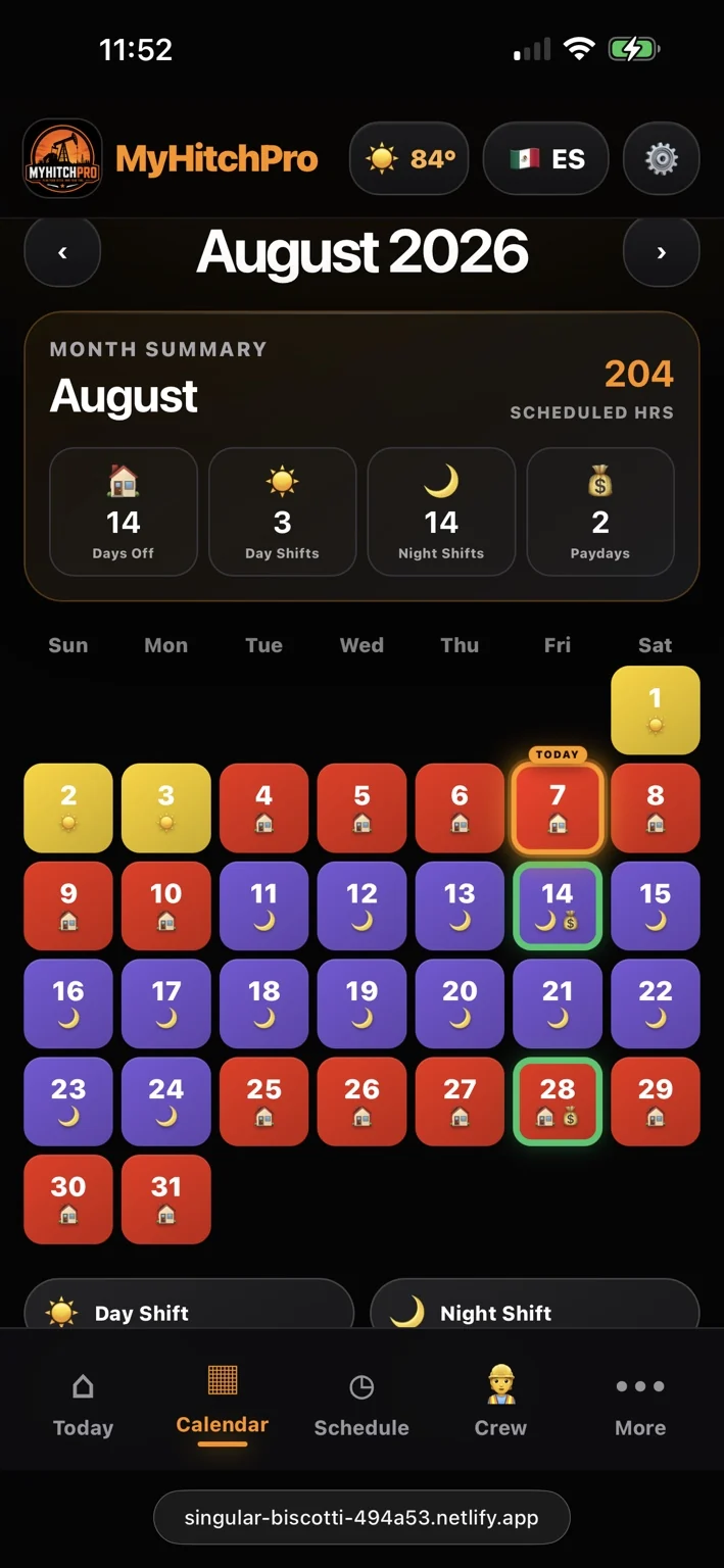 MyHitchPro Calendar