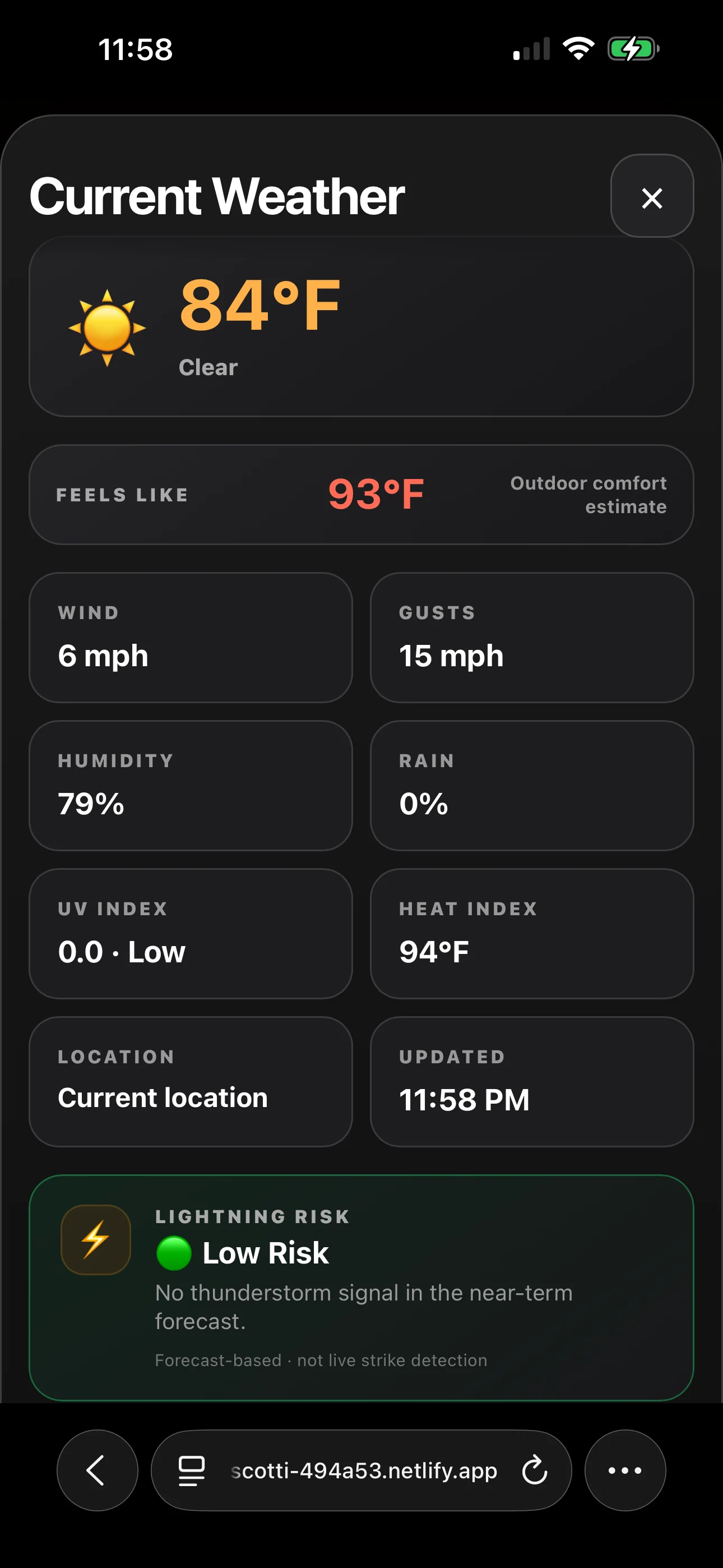 MyHitchPro Current Weather
