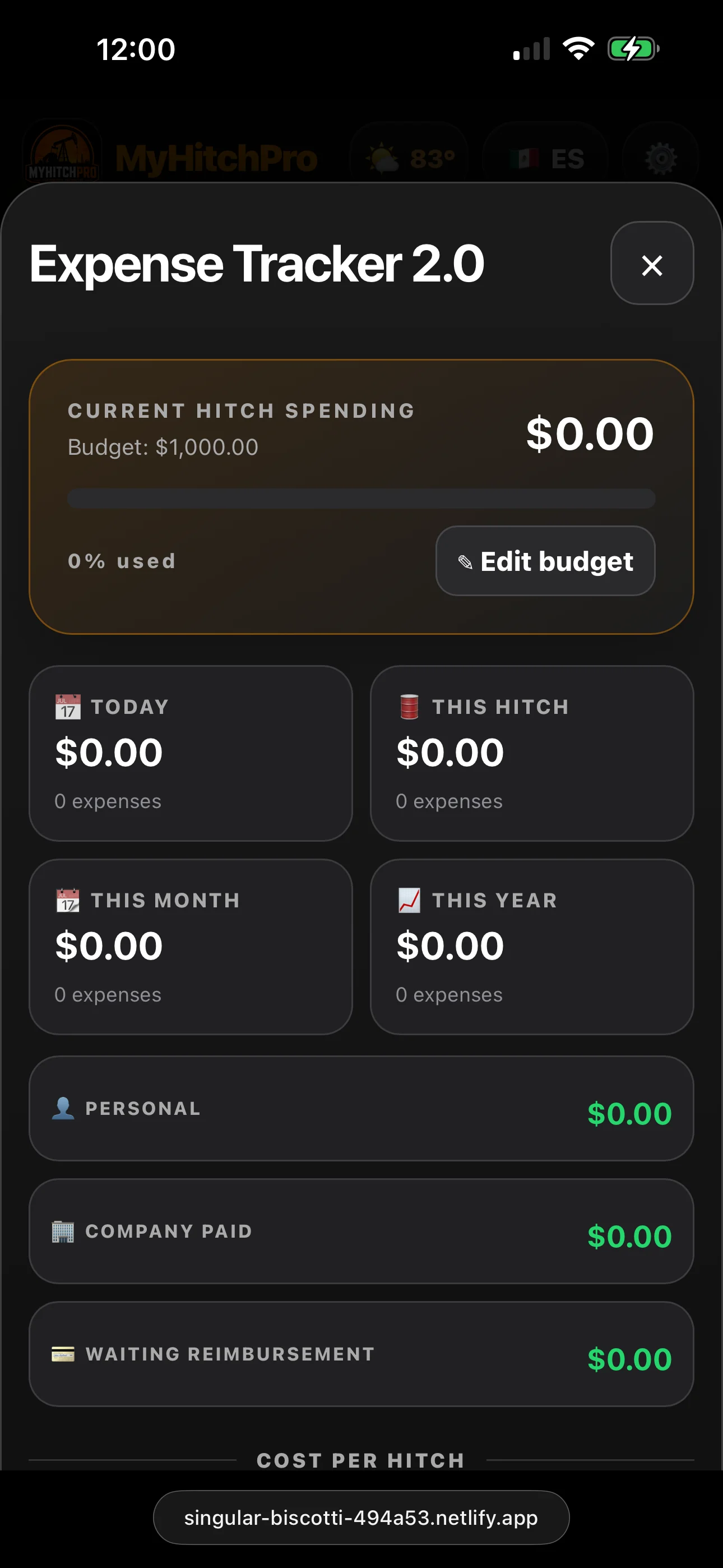 MyHitchPro Expense Tracker