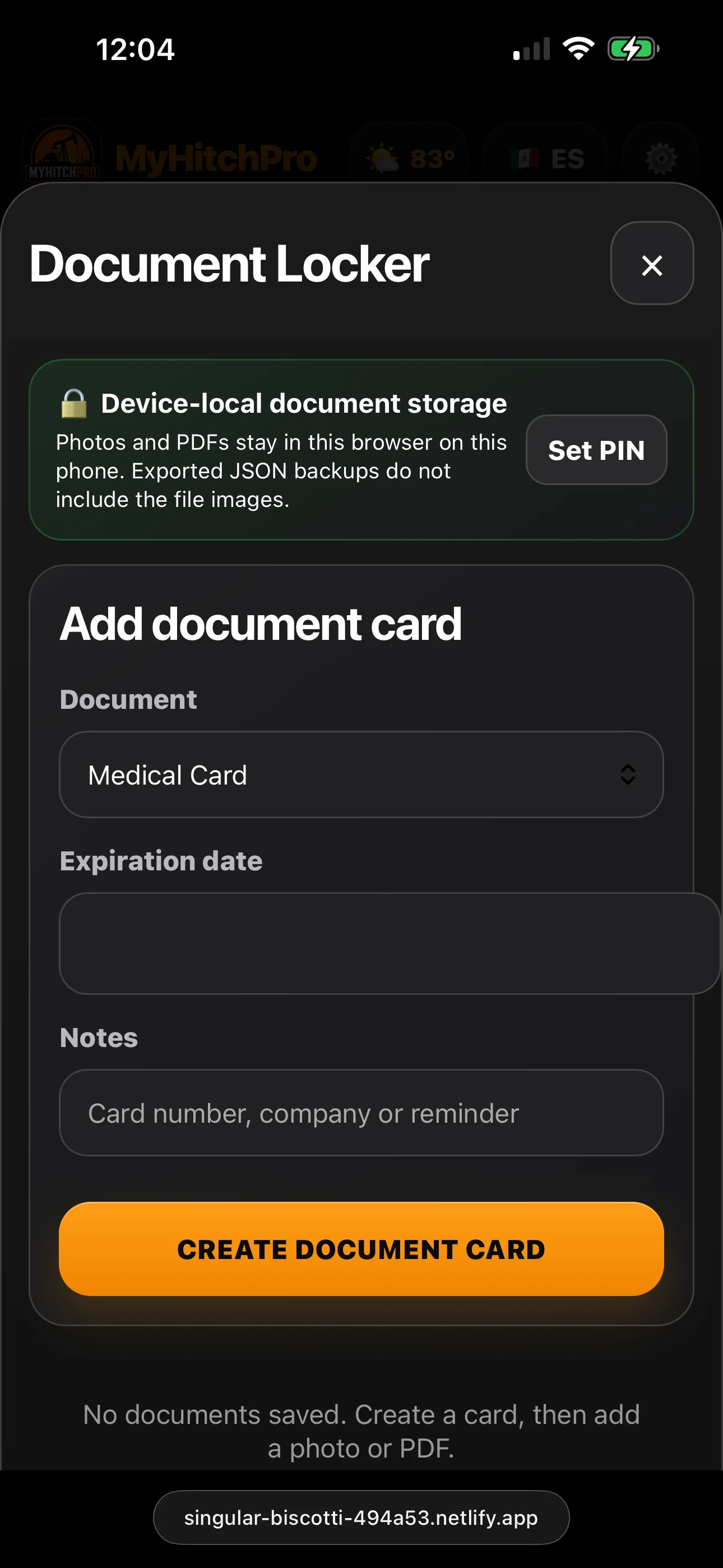 MyHitchPro Document Locker